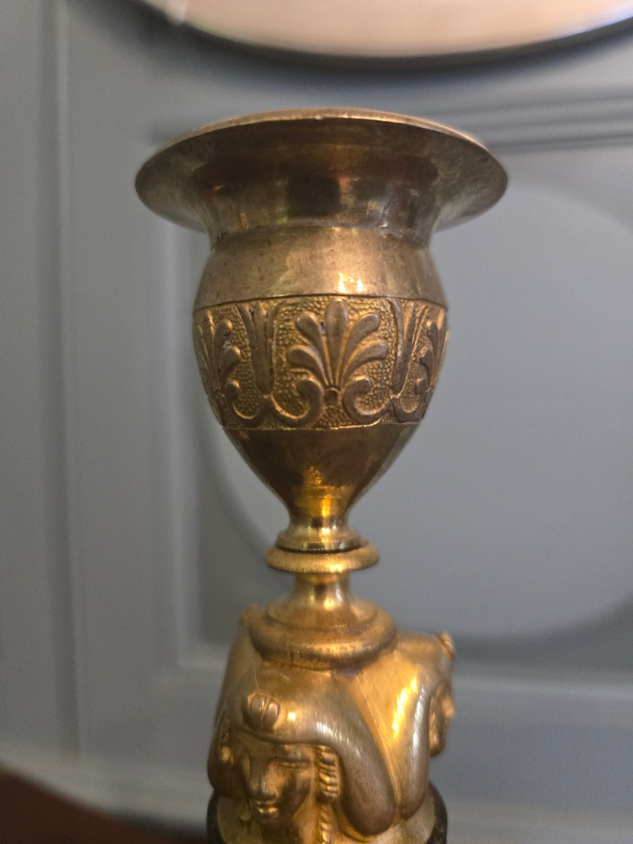 Pair Of Egyptian-style Candlesticks, Model From The Emperor's Bedroom At Saint-cloud.-photo-2