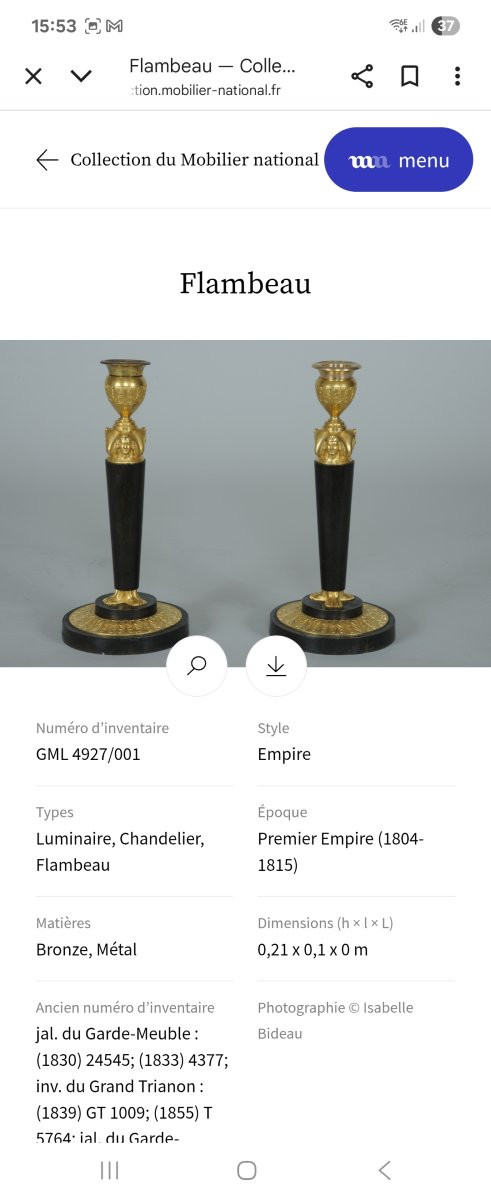 Pair Of Egyptian-style Candlesticks, Model From The Emperor's Bedroom At Saint-cloud.-photo-4