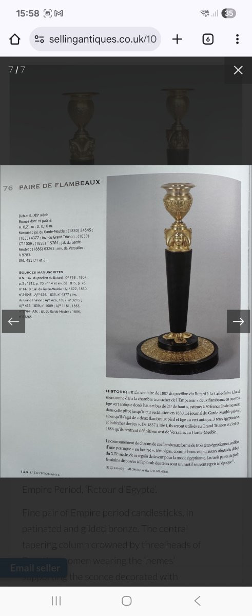 Pair Of Egyptian-style Candlesticks, Model From The Emperor's Bedroom At Saint-cloud.-photo-5