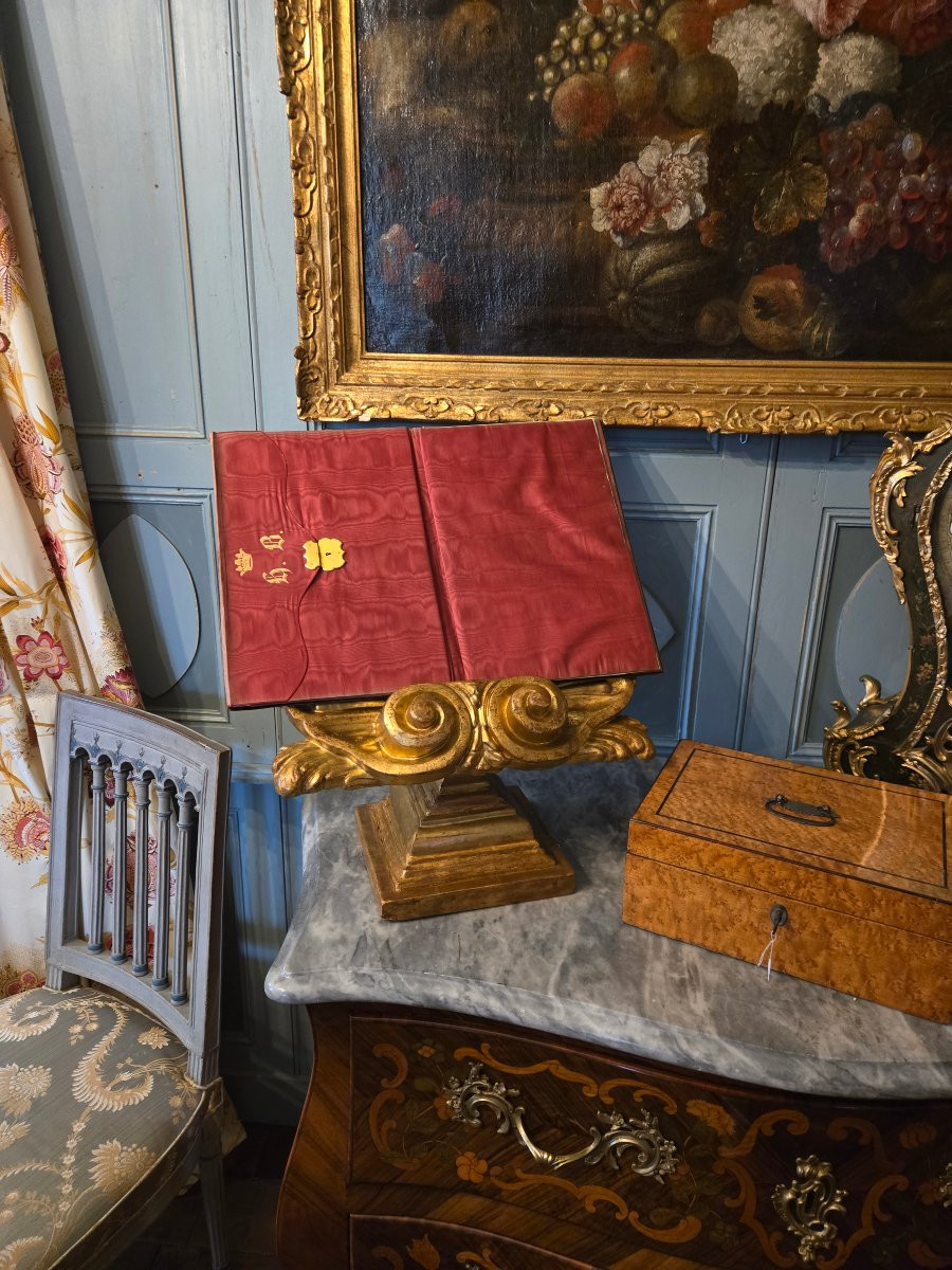Hotel Lectern In Carved And Gilded Wood – Early 19th Century.-photo-5