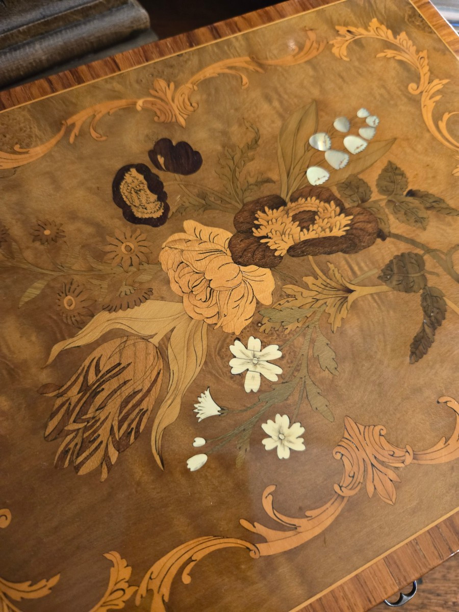 Floral Marquetry Box, European Work, Mid-19th Century.-photo-4