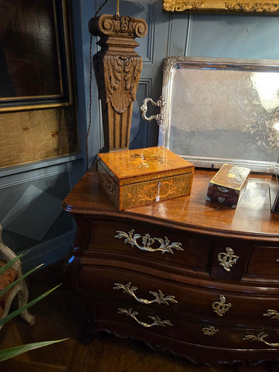 Floral Marquetry Box, European Work, Mid-19th Century.-photo-8