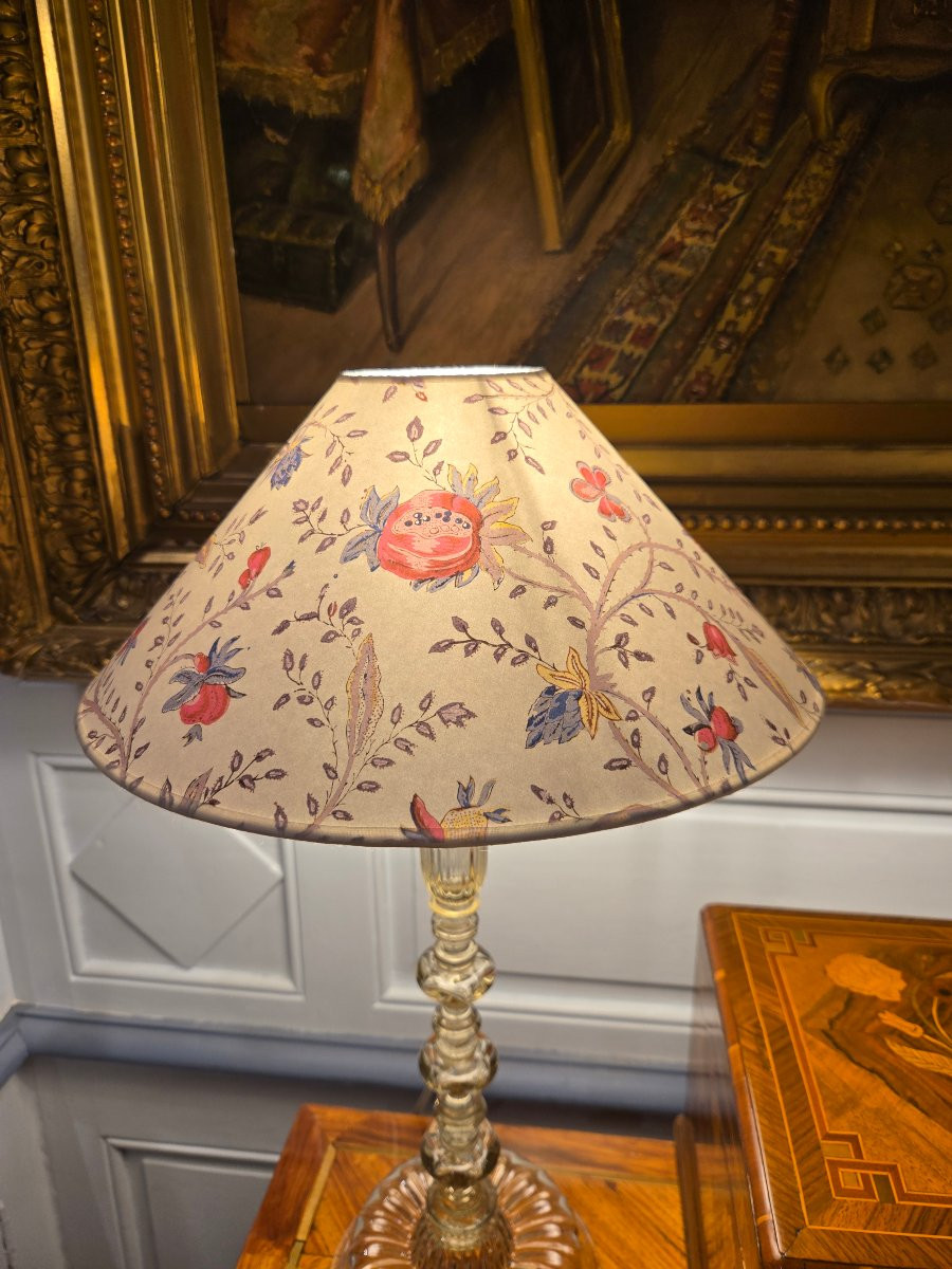 Paire de flambeaux décoratifs contemporains en verre soufflé, d’inspiration XVIIe siècle.  -photo-7