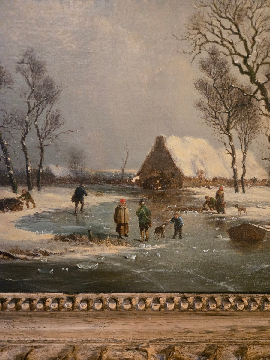 Scène hivernale dans le goût de Louis-Claude Malbranche.-photo-1