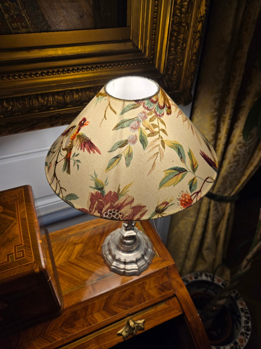 Pair Of Silvered Bronze Torches, "shell" Model, Mounted As Lamps.  -photo-1