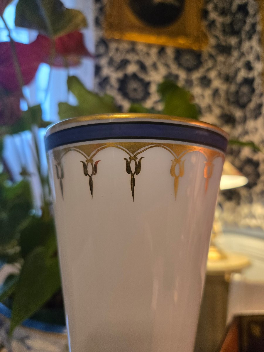 Paire de vases en opaline à bague d’étranglement, époque Restauration.  -photo-4