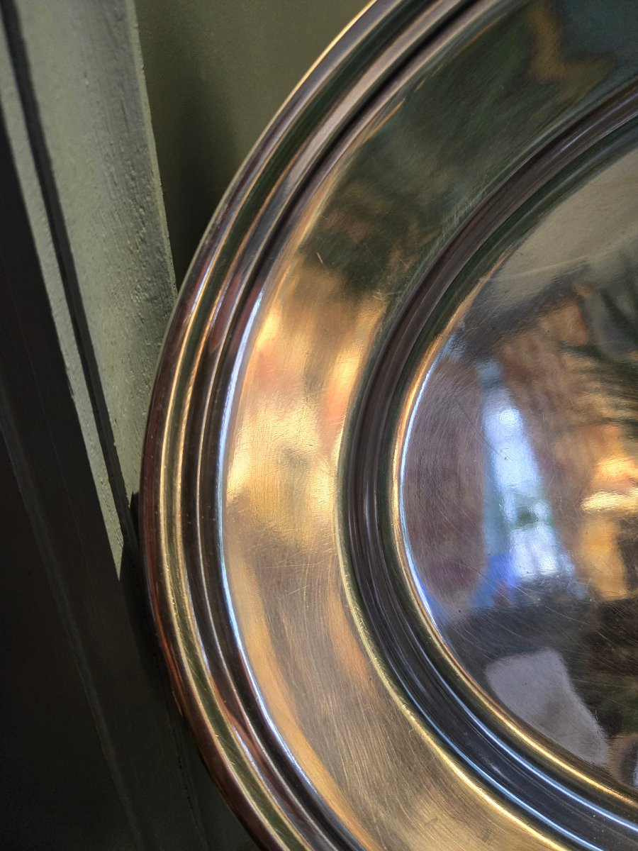 Large Oval Silver-plated Metal Dish With A Comital Crown, Late 19th Century.  -photo-3