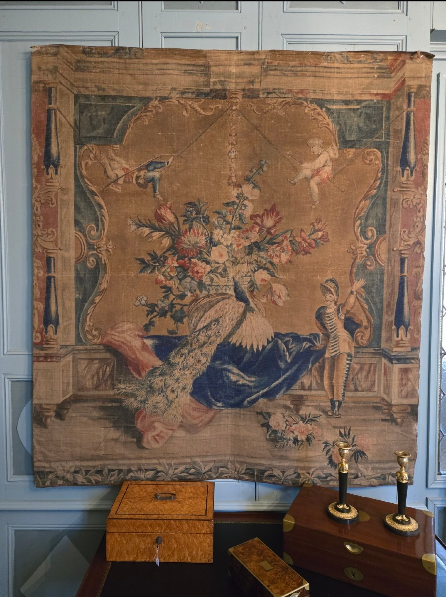 Grande toile peinte d’après Beauvais, France, XVIIIe siècle  -photo-4