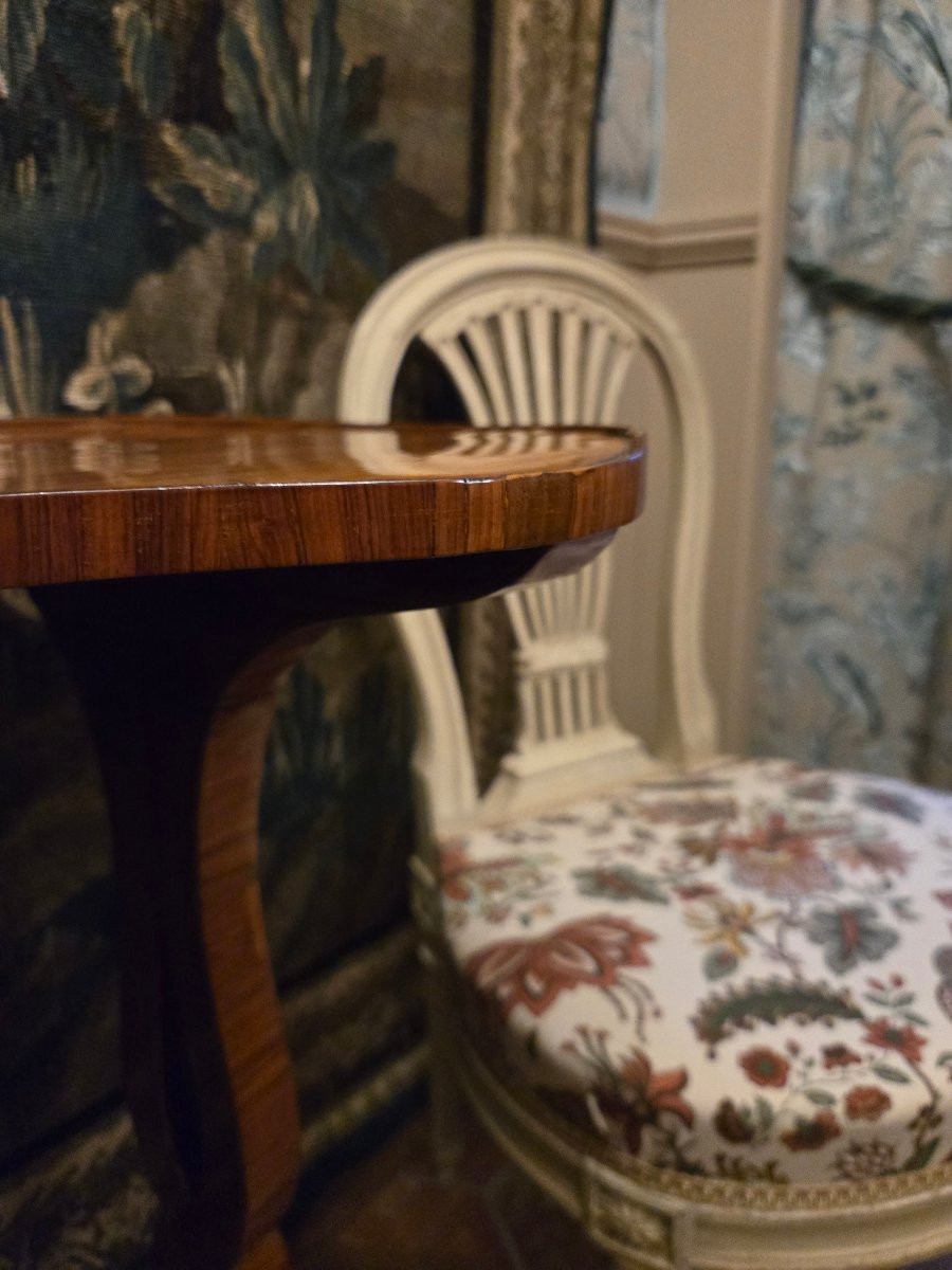 Table rognon d’époque Louis XVI en placage de bois de rose.  -photo-7