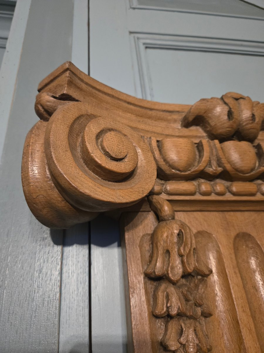 Pair Of Ionic Order Pilasters In Solid Oak – 20th Century.  -photo-4