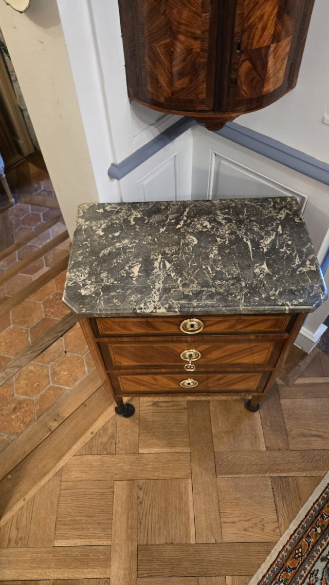 Commode d'Entredeux, Also Known As Demi-commode, From The Louis XVI Period.  -photo-2