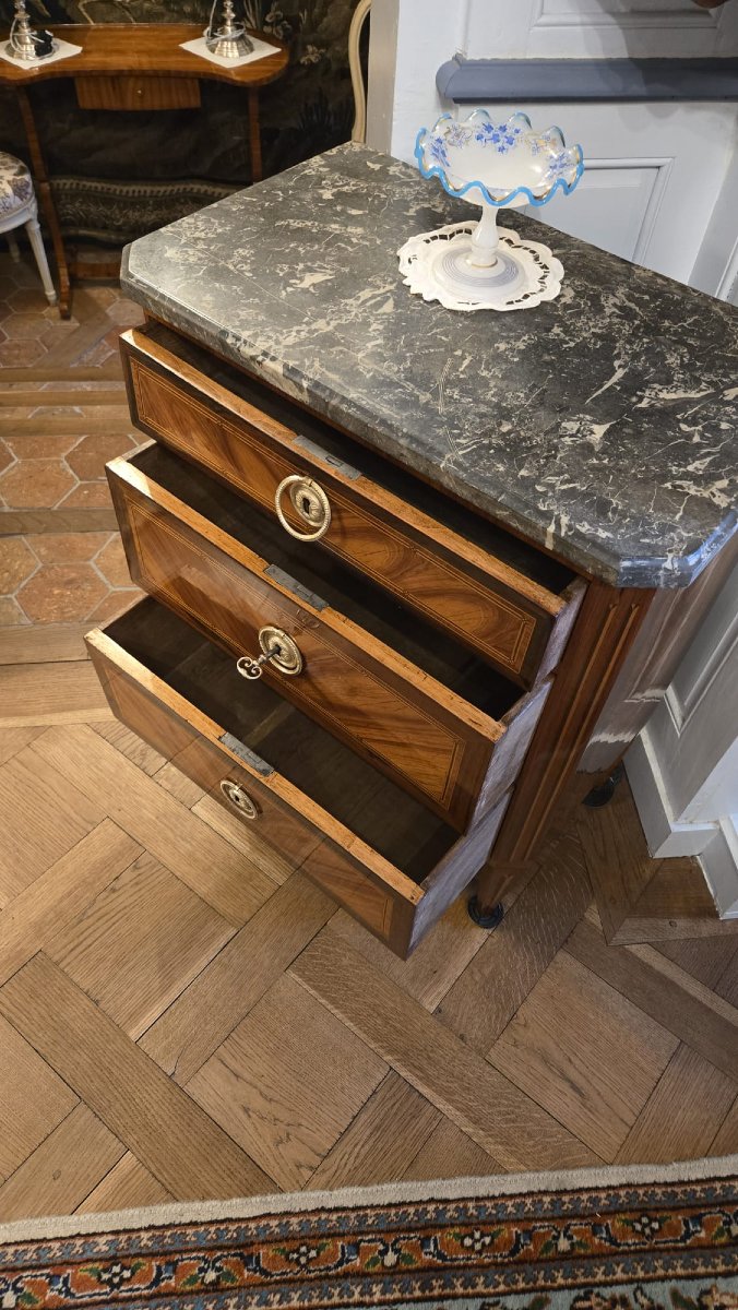 Commode d'Entredeux, Also Known As Demi-commode, From The Louis XVI Period.  -photo-3
