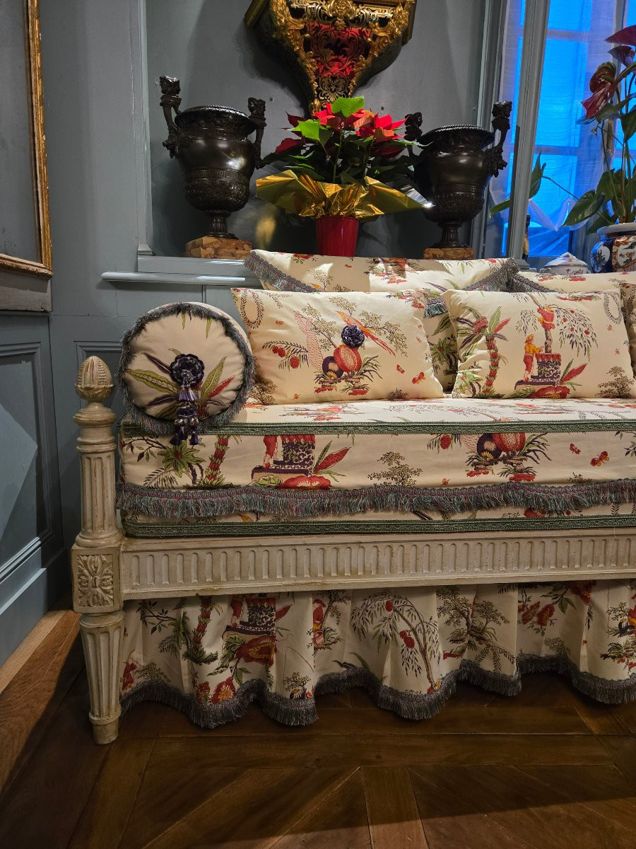 Large Neoclassical Louis XVI Style Daybed/bench, Circa 1900. -photo-2