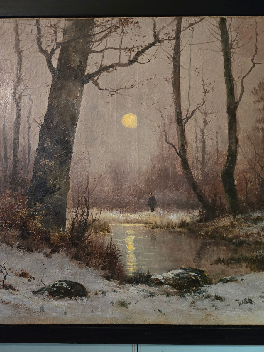 Alfred Godchaux, Moonlight In The Undergrowth, Animated Winter Landscape.  -photo-1