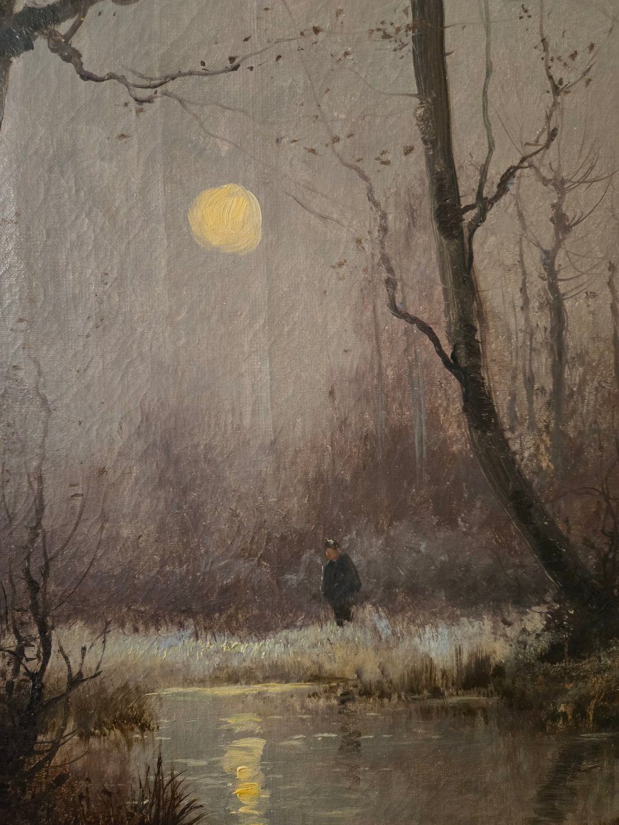 Alfred Godchaux, Moonlight In The Undergrowth, Animated Winter Landscape.  -photo-5