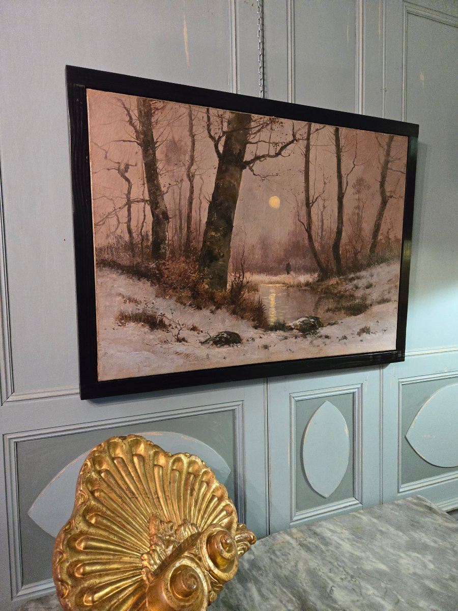 Alfred Godchaux, Moonlight In The Undergrowth, Animated Winter Landscape.  -photo-7