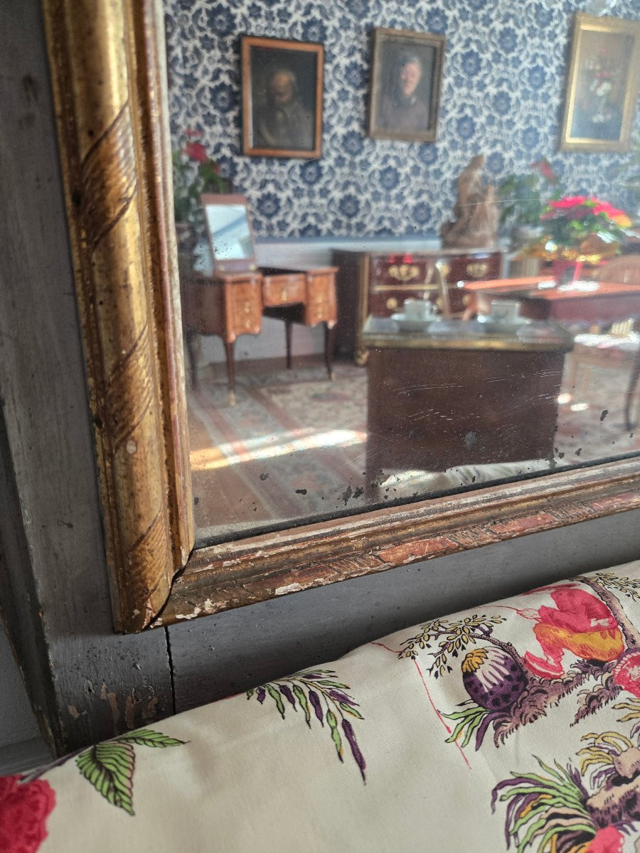 Narrow Pier Glass With Painted Decoration, Regional Work From The 18th Century. -photo-5