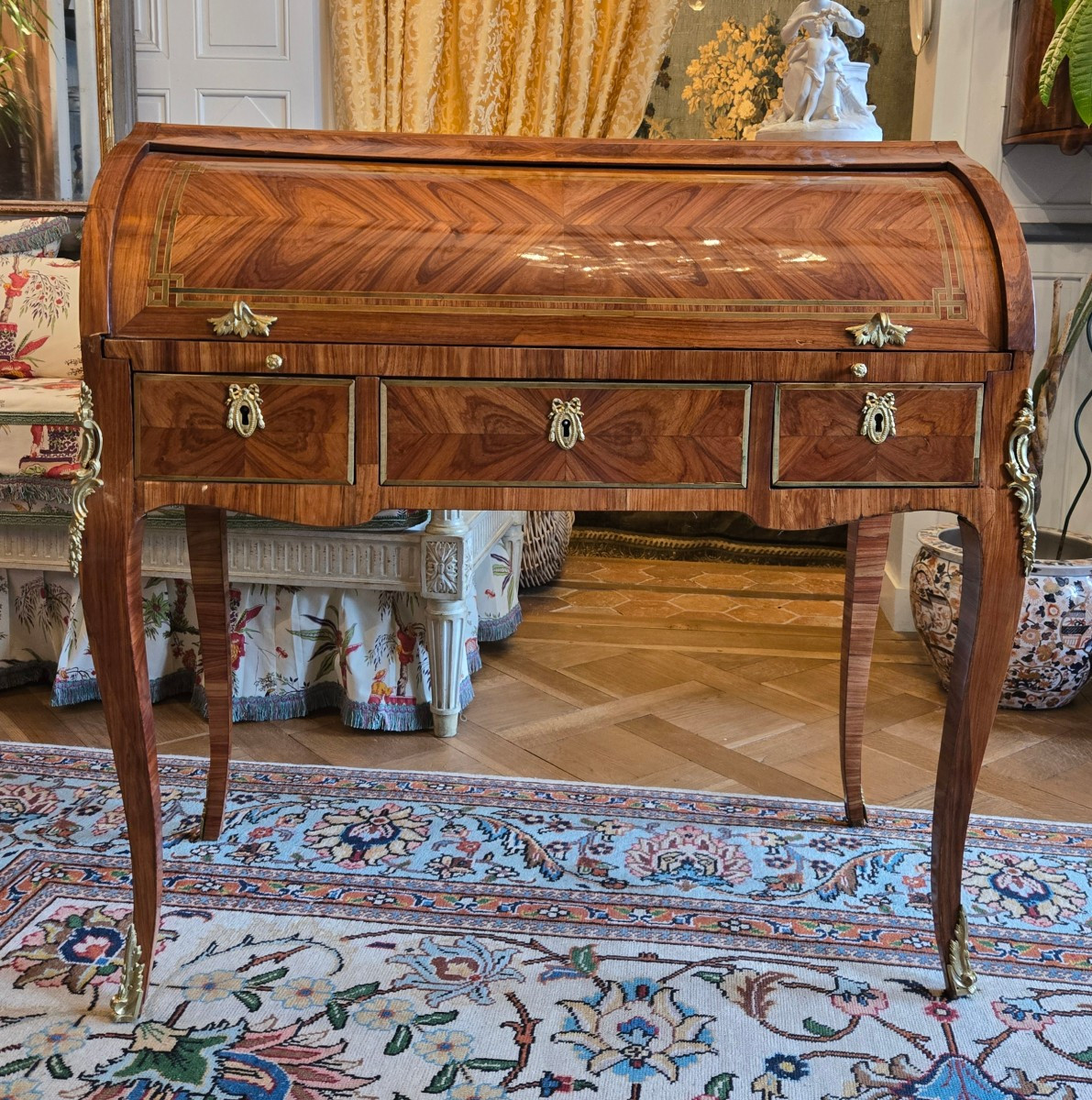 Central Roll-top Desk – Louis XV/louis XVI Transition, Parisian Work, Circa 1770 