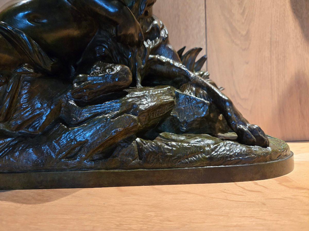 The Embrace – Auguste Joseph Peiffer, Important Bronze, Late 19th Century.  -photo-2