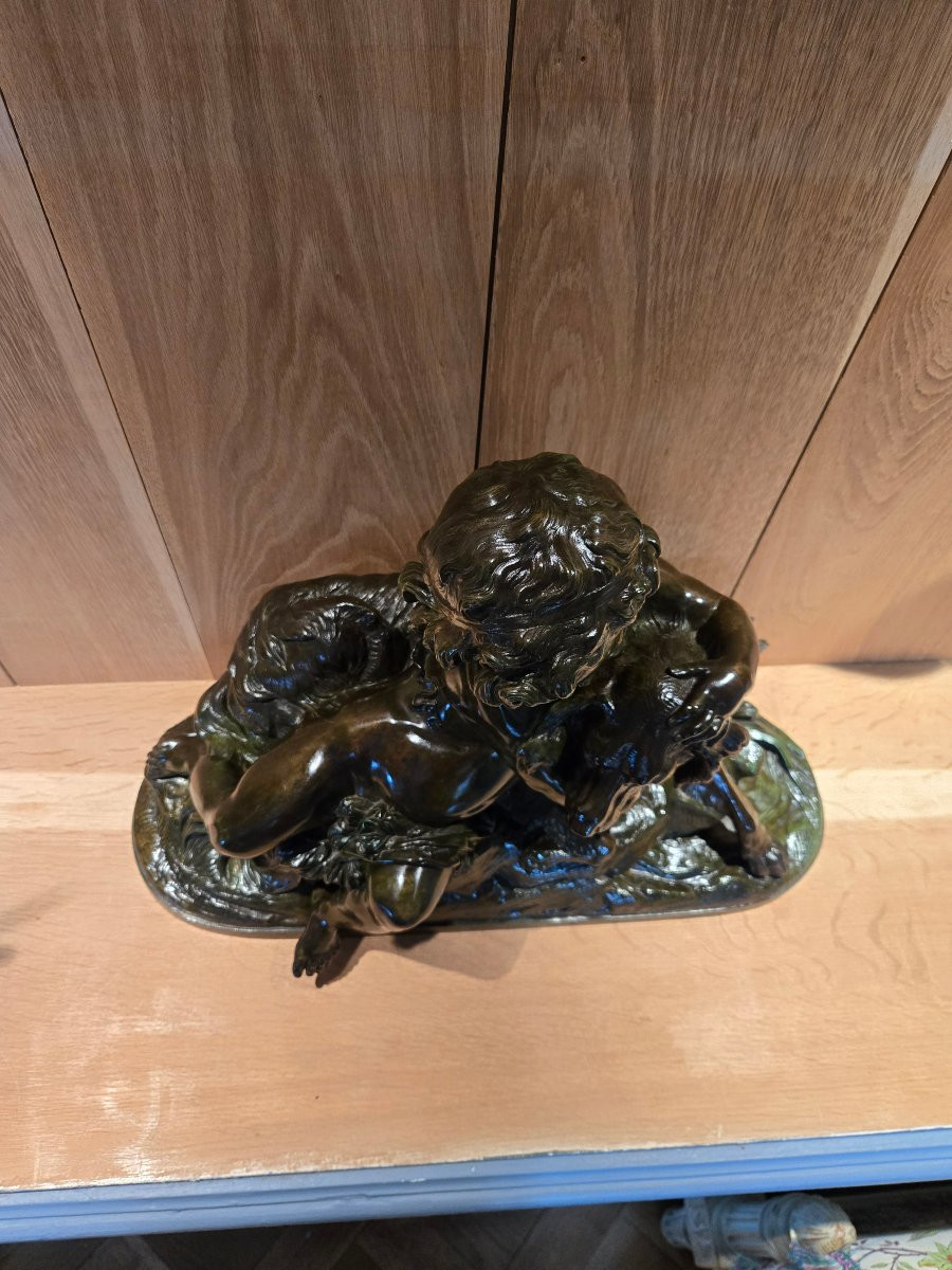 The Embrace – Auguste Joseph Peiffer, Important Bronze, Late 19th Century.  -photo-1