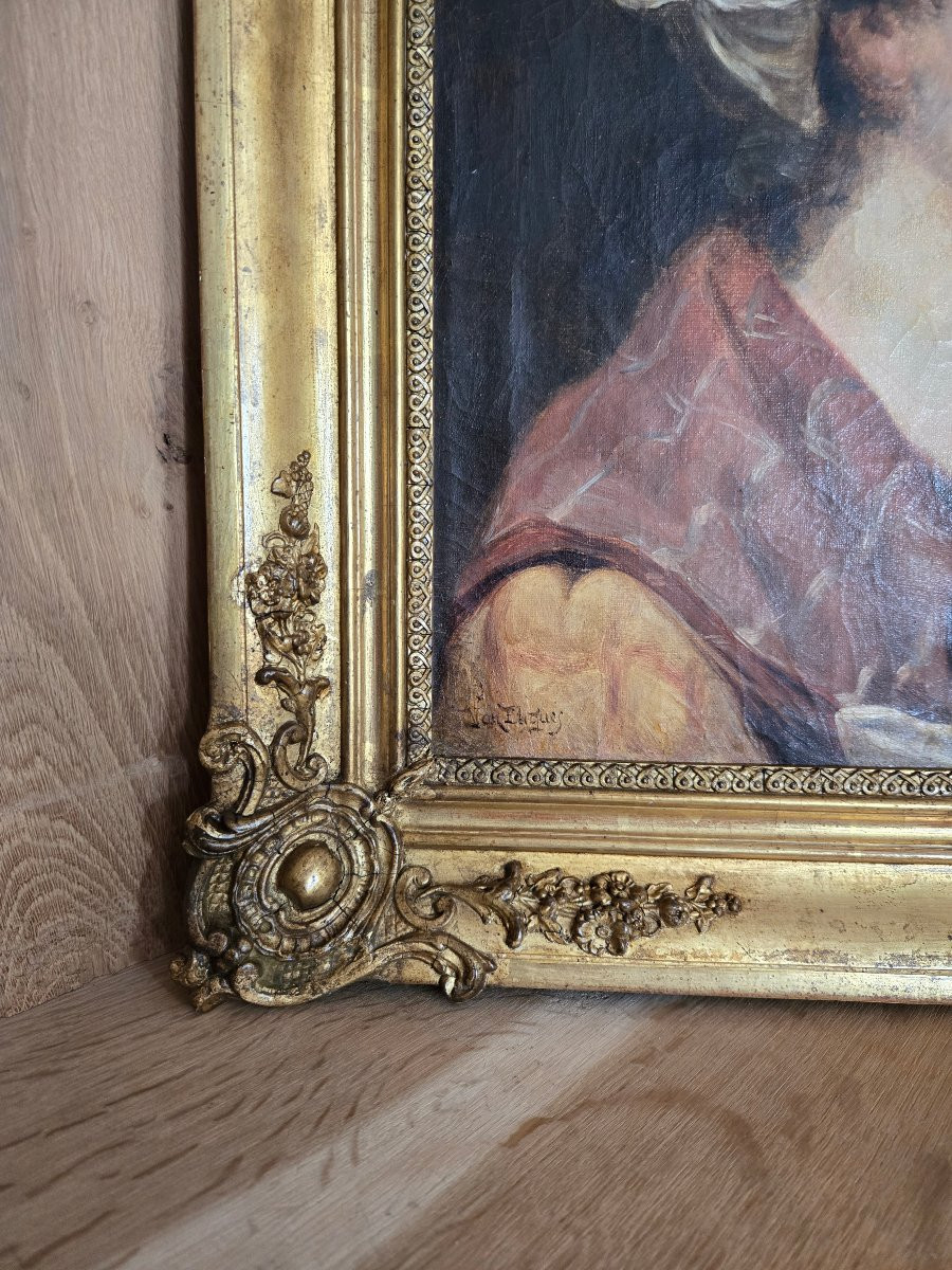 Portrait de jeune femme au bonnet, Huile sur toile , fin XVIIIe siècle   -photo-2