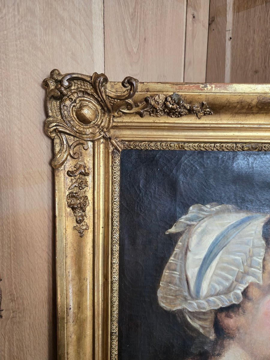 Portrait de jeune femme au bonnet, Huile sur toile , fin XVIIIe siècle   -photo-3