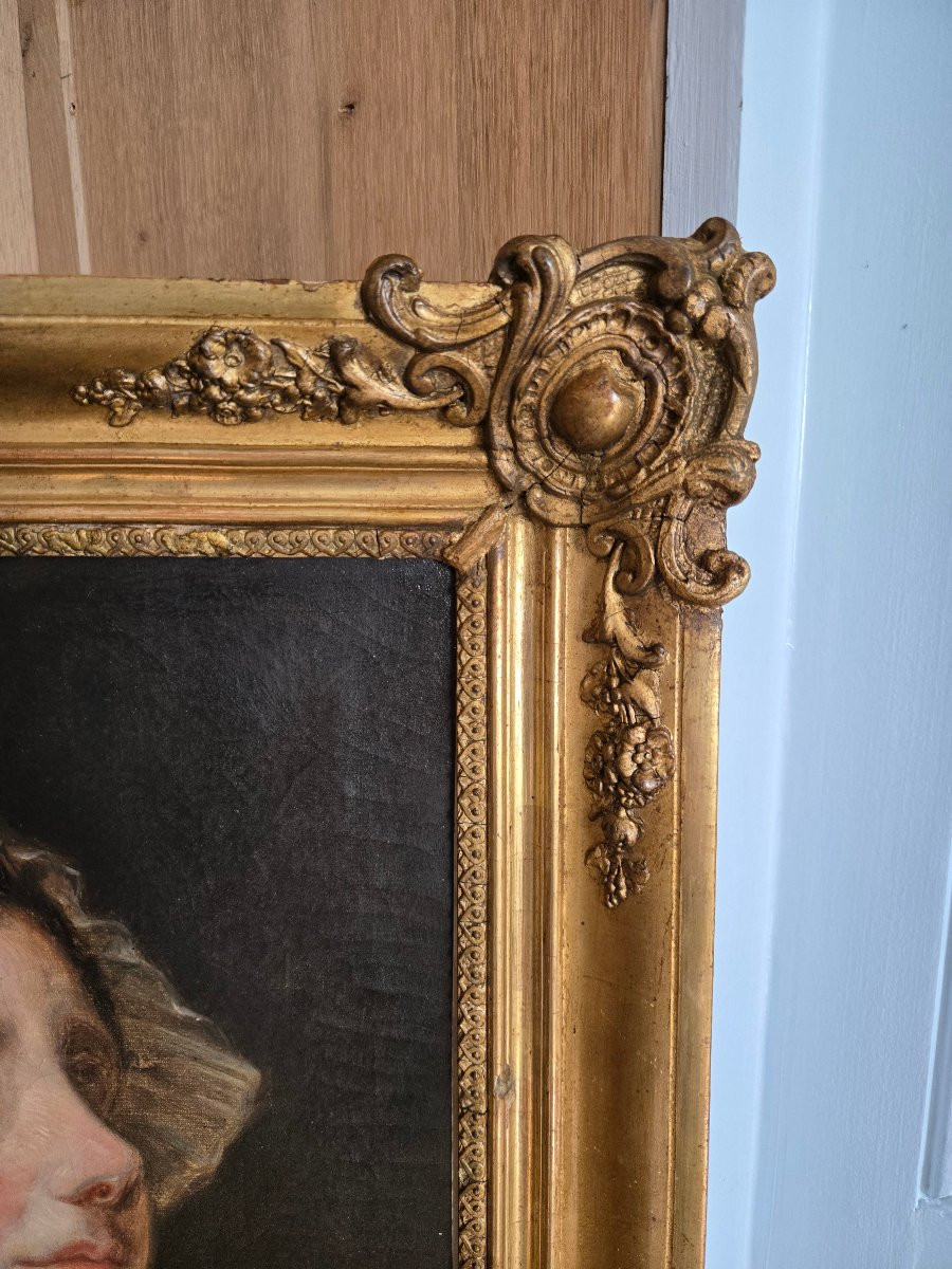 Portrait de jeune femme au bonnet, Huile sur toile , fin XVIIIe siècle   -photo-4