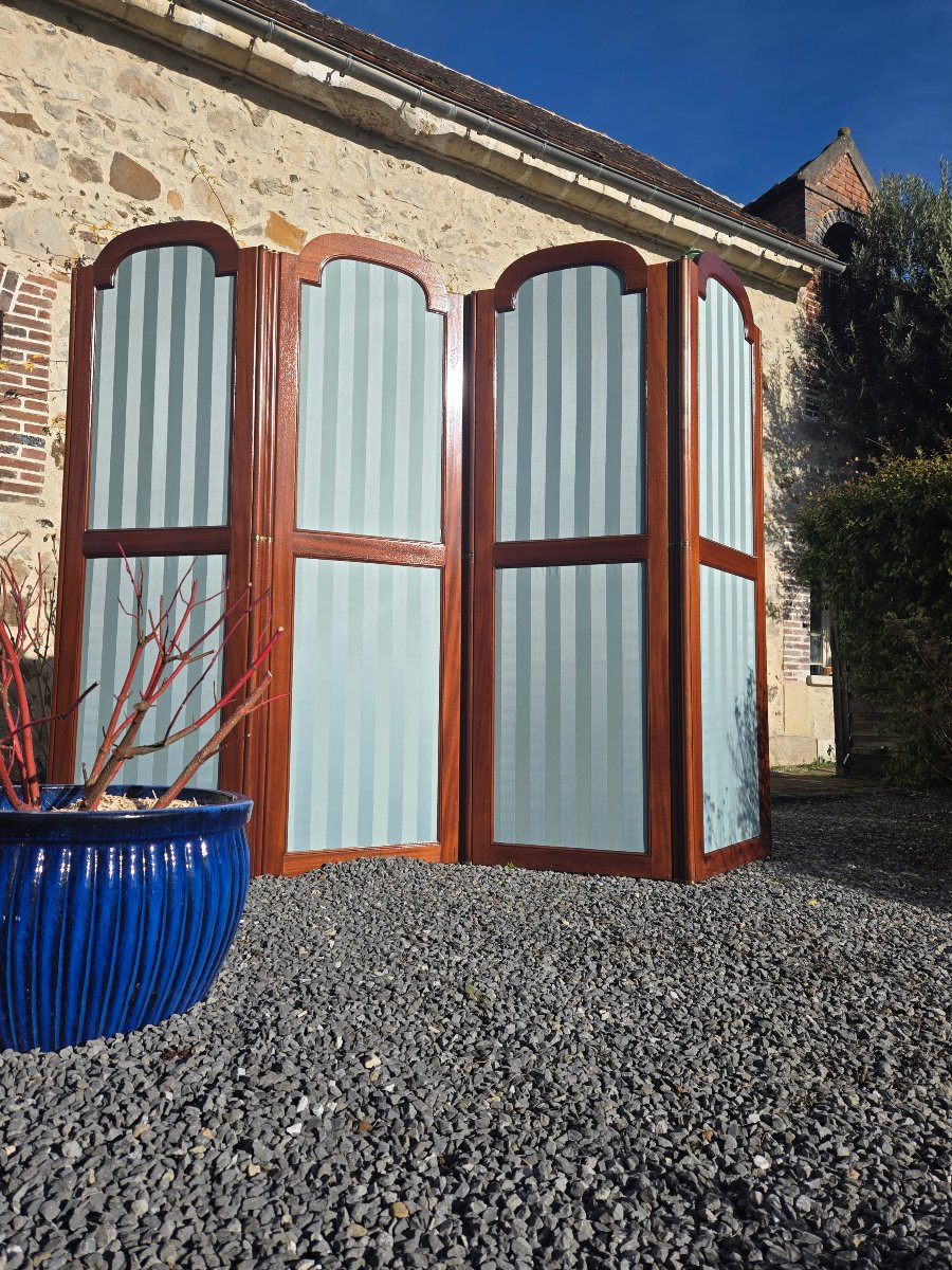 Large Louis XVI, Directoire Style Mahogany Screen.   -photo-6