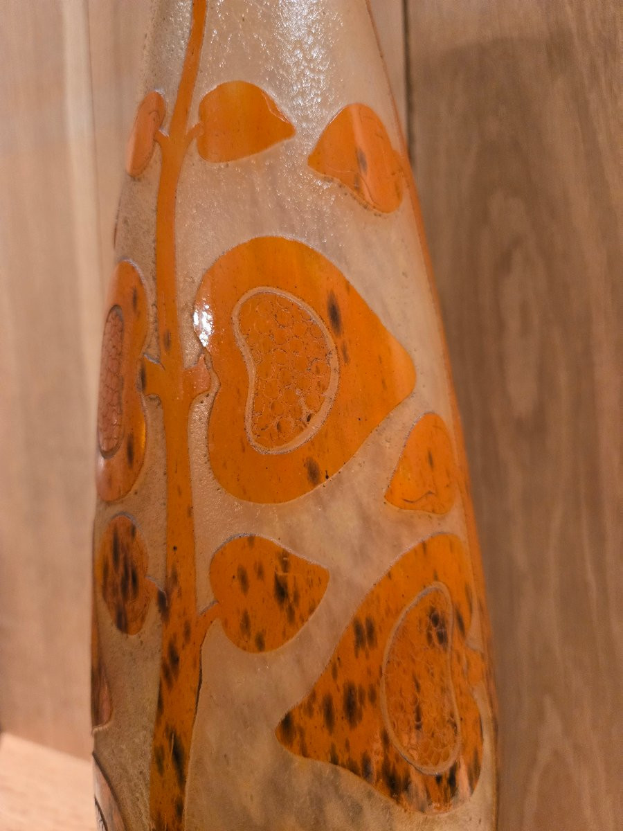 Grand vase Art déco « aux figues » – Le Verre Français (Charles Schneider).  -photo-4