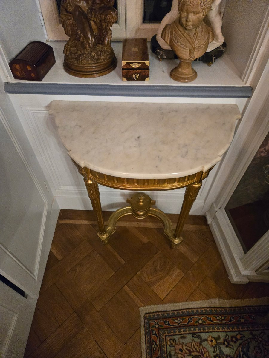 Neoclassical Console In Gilded Wood – Late 19th Century.  -photo-3