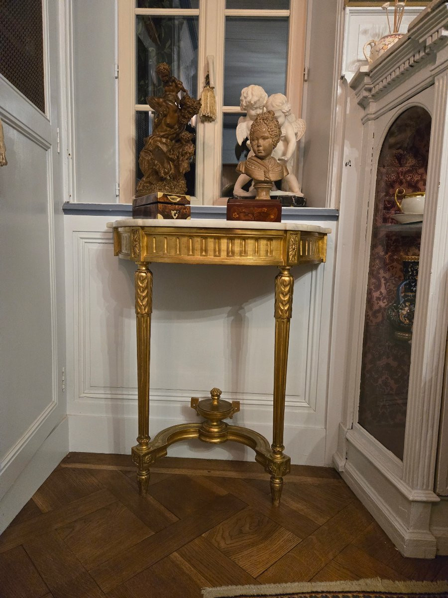 Neoclassical Console In Gilded Wood – Late 19th Century.  -photo-8