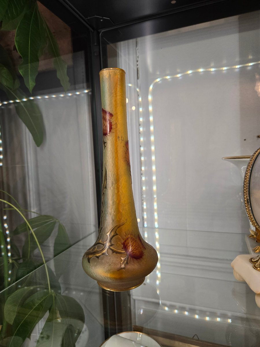 Vase Art nouveau aux chardons – Daum Nancy fin XIXeme.  -photo-2