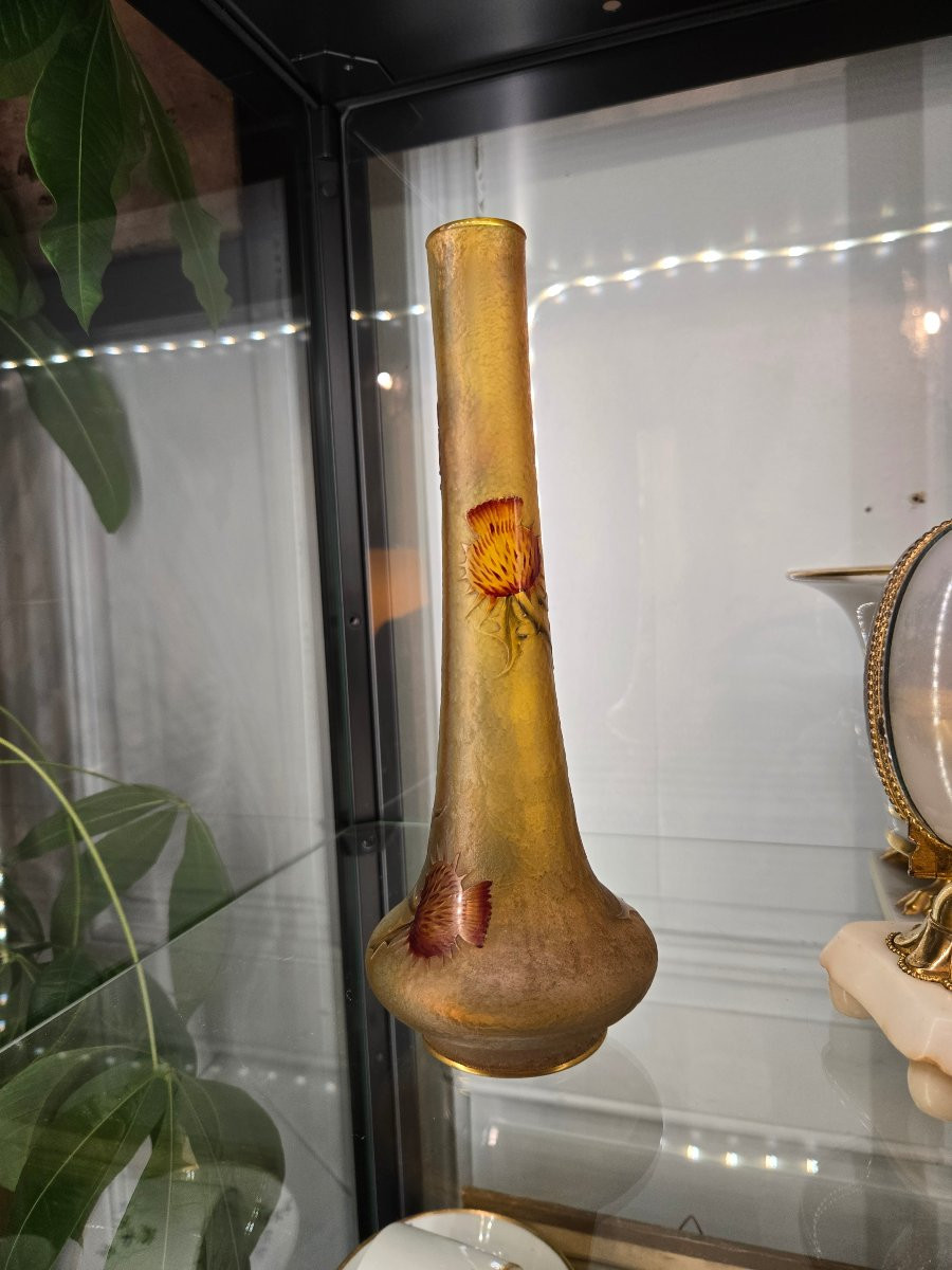 Vase Art nouveau aux chardons – Daum Nancy fin XIXeme.  -photo-3