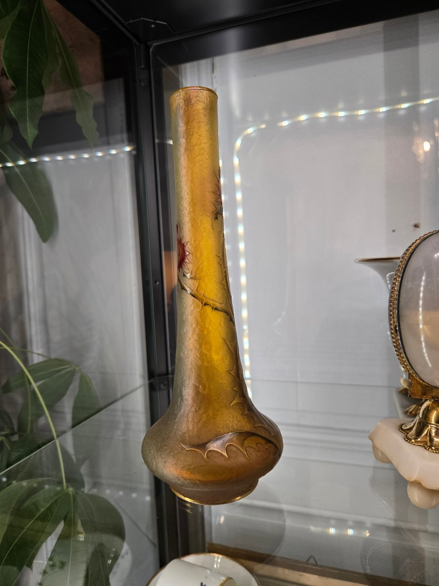Vase Art nouveau aux chardons – Daum Nancy fin XIXeme.  -photo-4