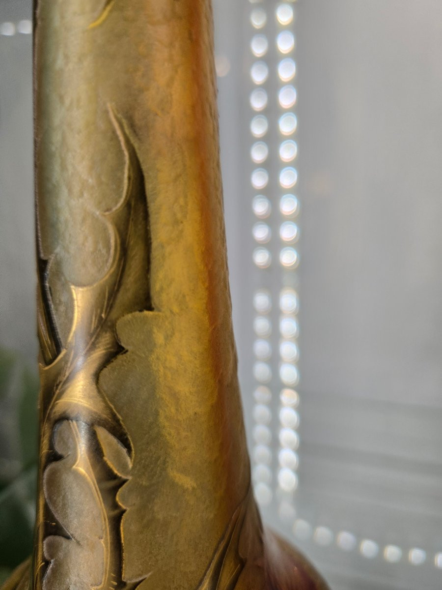 Vase Art nouveau aux chardons – Daum Nancy fin XIXeme.  -photo-5