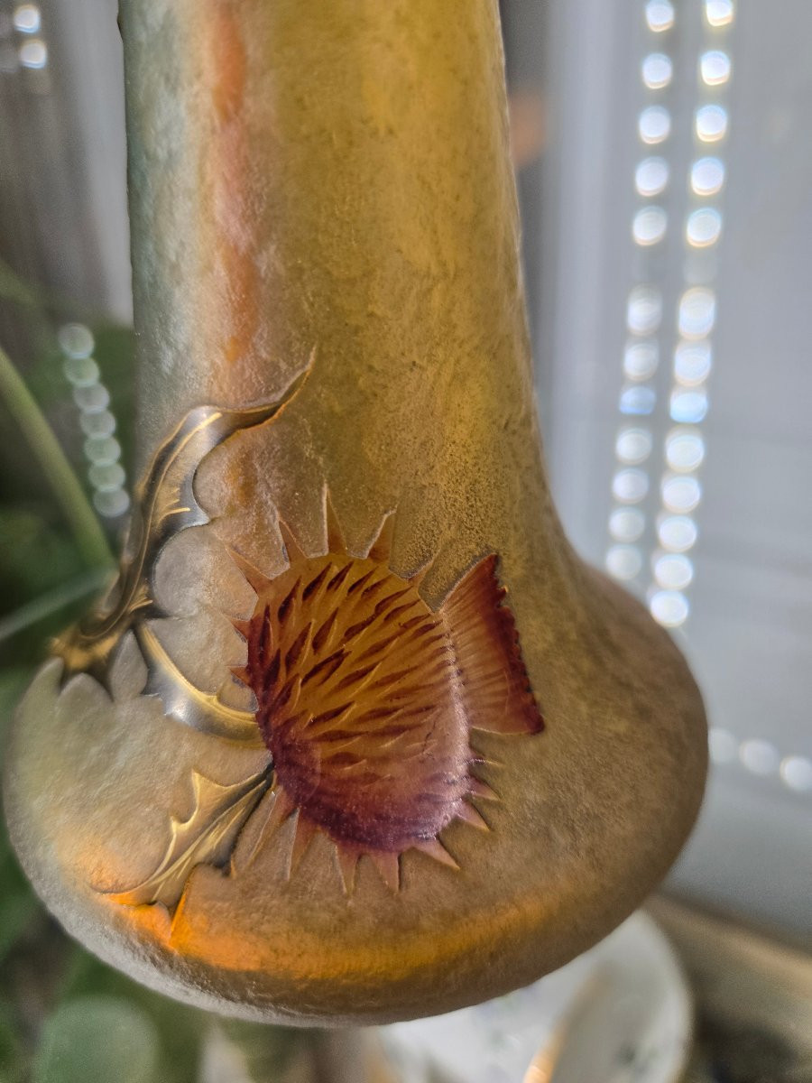 Vase Art nouveau aux chardons – Daum Nancy fin XIXeme.  -photo-6