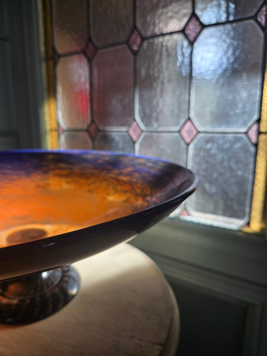 Important Art Deco Marbled Glass Bowl Signed Schneider France, Circa 1925–1935.-photo-2