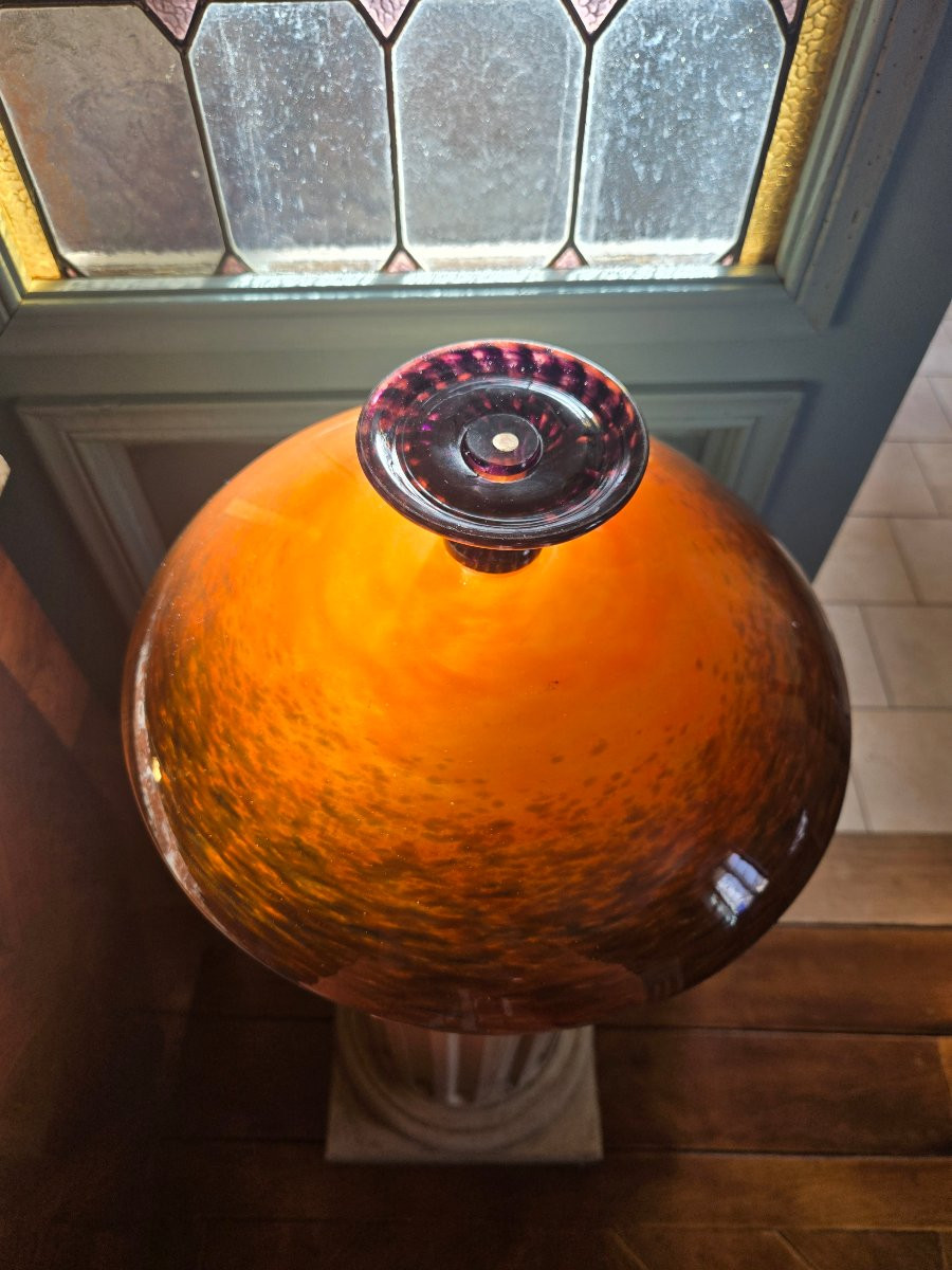 Important Art Deco Marbled Glass Bowl Signed Schneider France, Circa 1925–1935.-photo-4