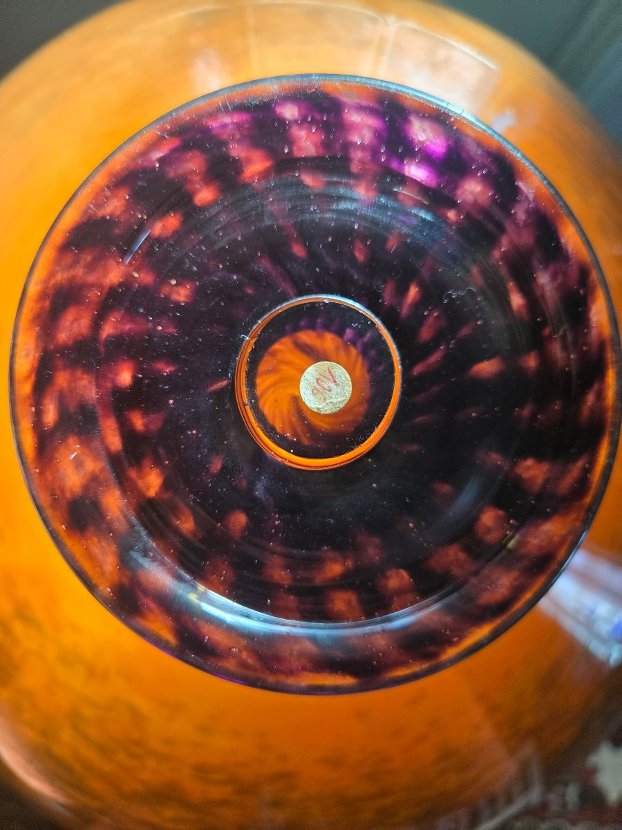 Important Art Deco Marbled Glass Bowl Signed Schneider France, Circa 1925–1935.-photo-5