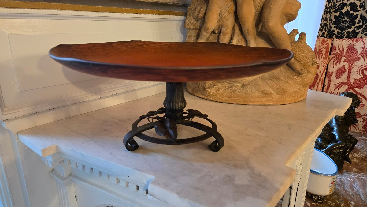 Grande coupe Art déco en verre marmoréen signée Schneider-photo-2