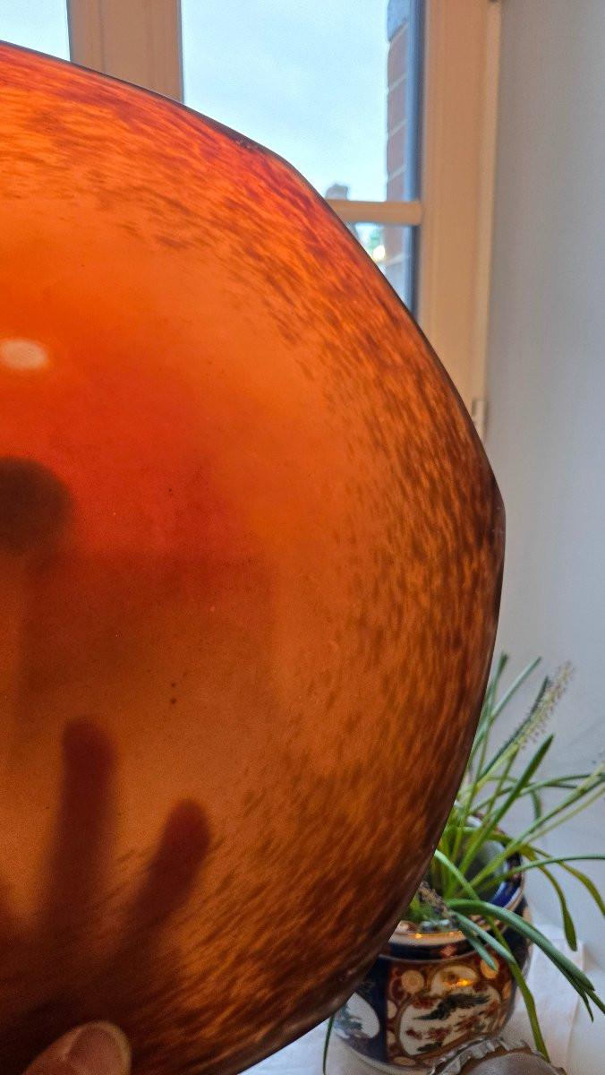 Grande coupe Art déco en verre marmoréen signée Schneider-photo-3