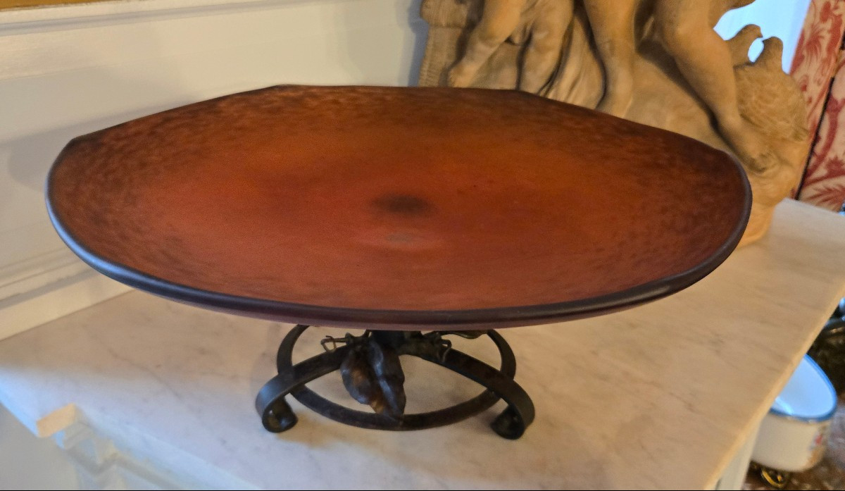 Grande coupe Art déco en verre marmoréen signée Schneider