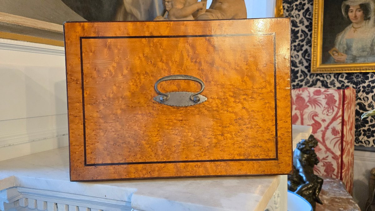 Charles X Period Box In Speckled Maple And Amaranth Stringing-photo-4