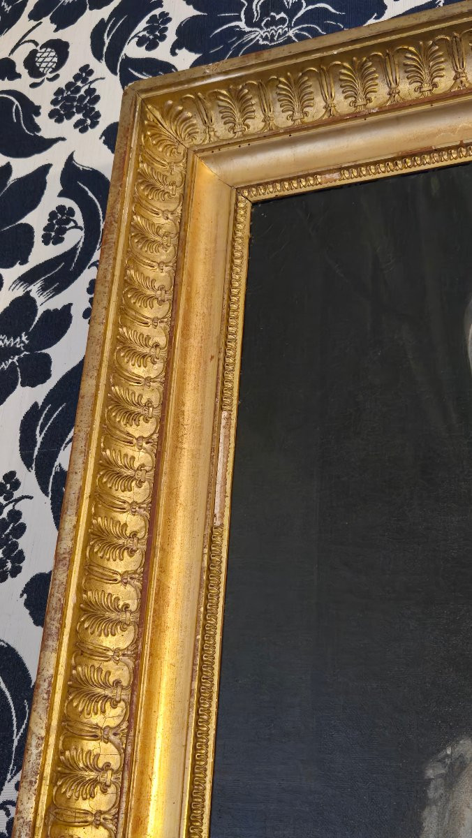 Portrait de jeune femme tenant un médaillon Huile sur toile – Époque Directoire / Empire-photo-5