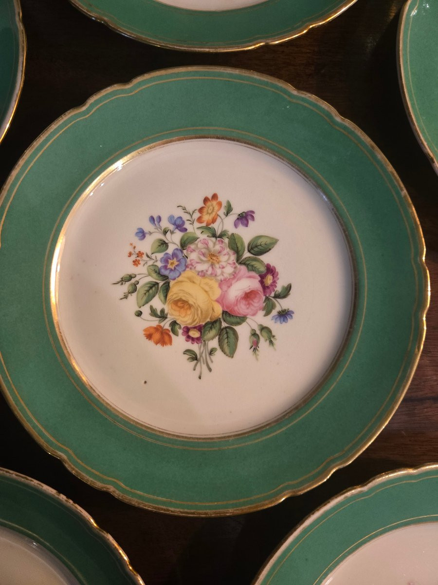 Set Of 12 Porcelain Plates From Paris, Rihouët Factory – Paris, Circa 1830–1840.-photo-4