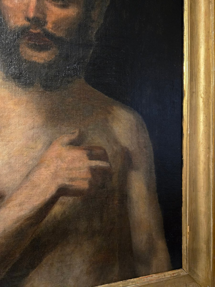 Étude de nu masculin – Huile sur toile École française, XIXe siècle.  -photo-1