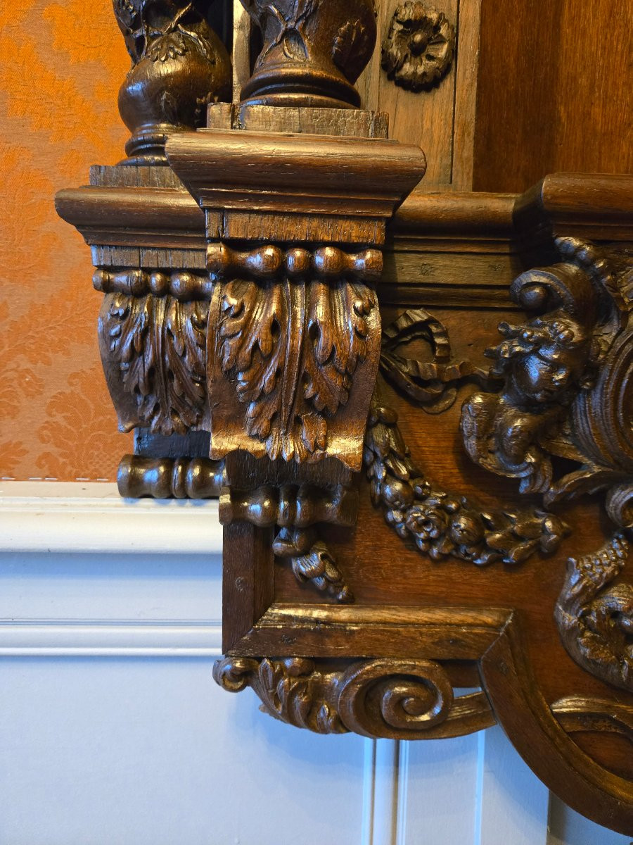 Important retable de chapelle en chêne sculpté Flandres – Seconde moitié du XVIIe siècle.  -photo-3