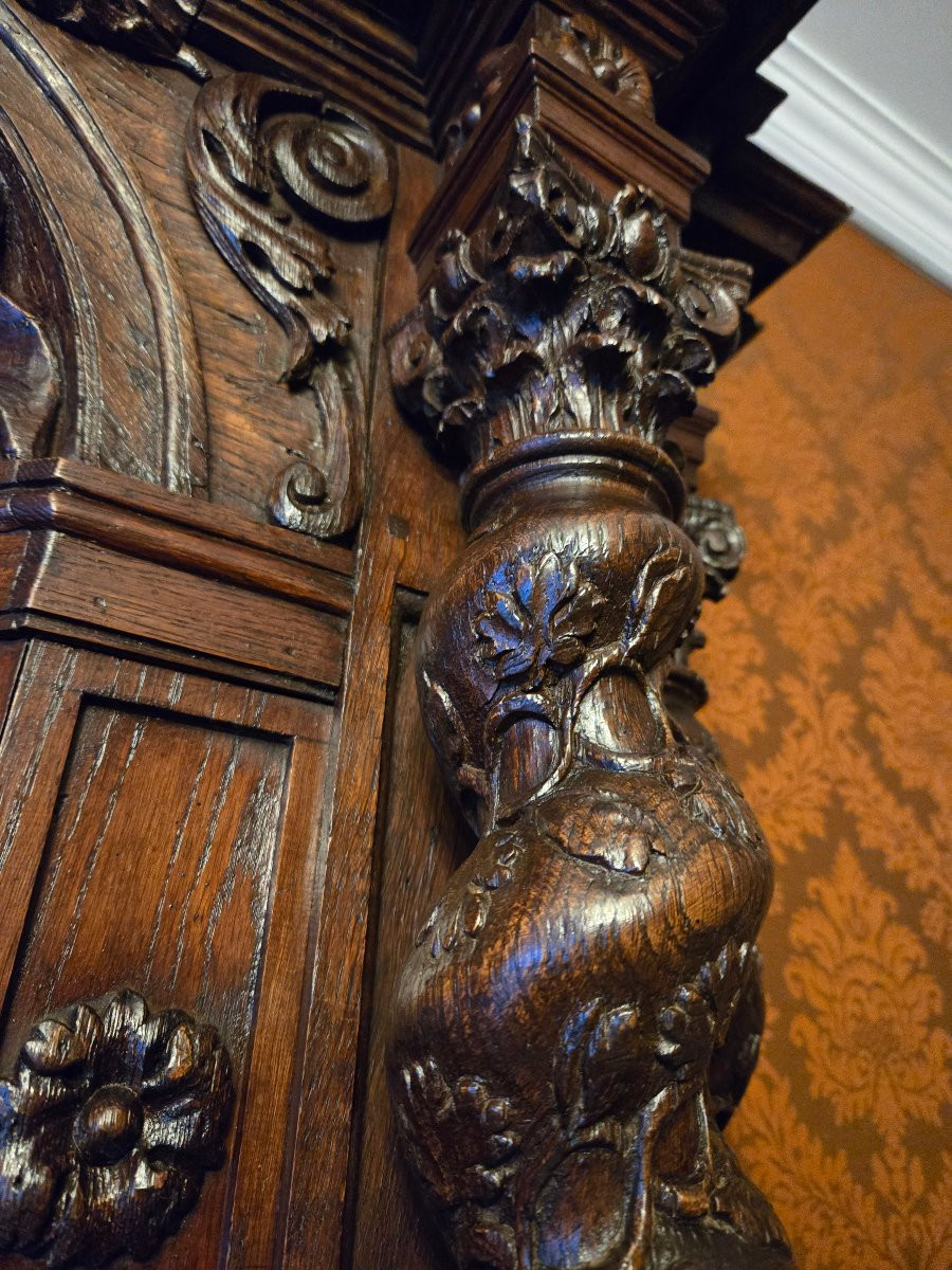 Important retable de chapelle en chêne sculpté Flandres – Seconde moitié du XVIIe siècle.  -photo-4