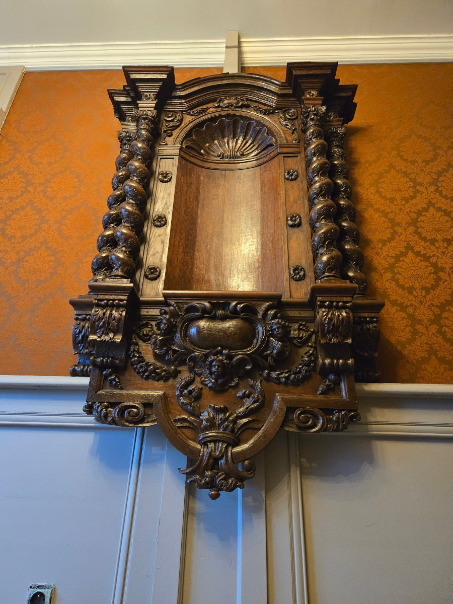 Important retable de chapelle en chêne sculpté Flandres – Seconde moitié du XVIIe siècle.  -photo-7
