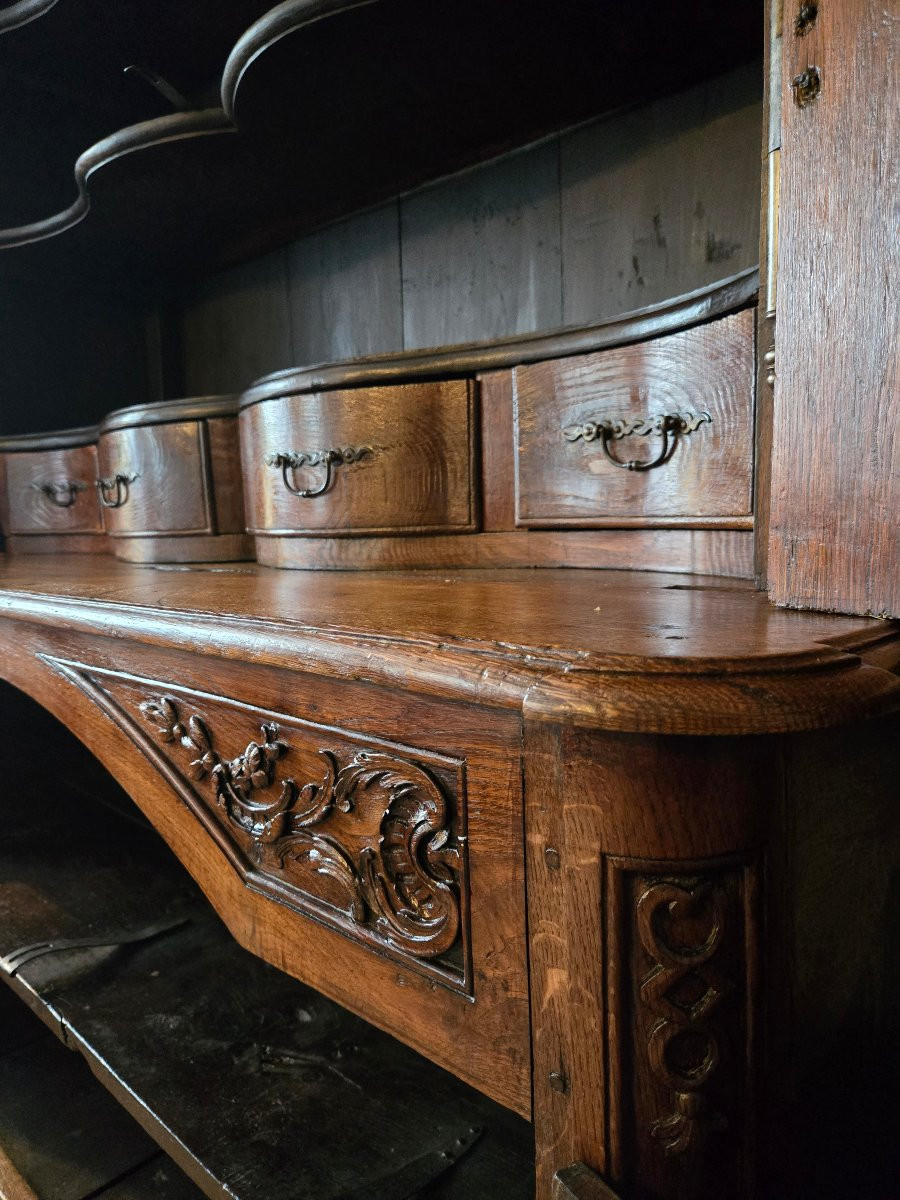 Grand buffet de présentation dit de boiserie, a double evolution, vers 1715.-photo-3